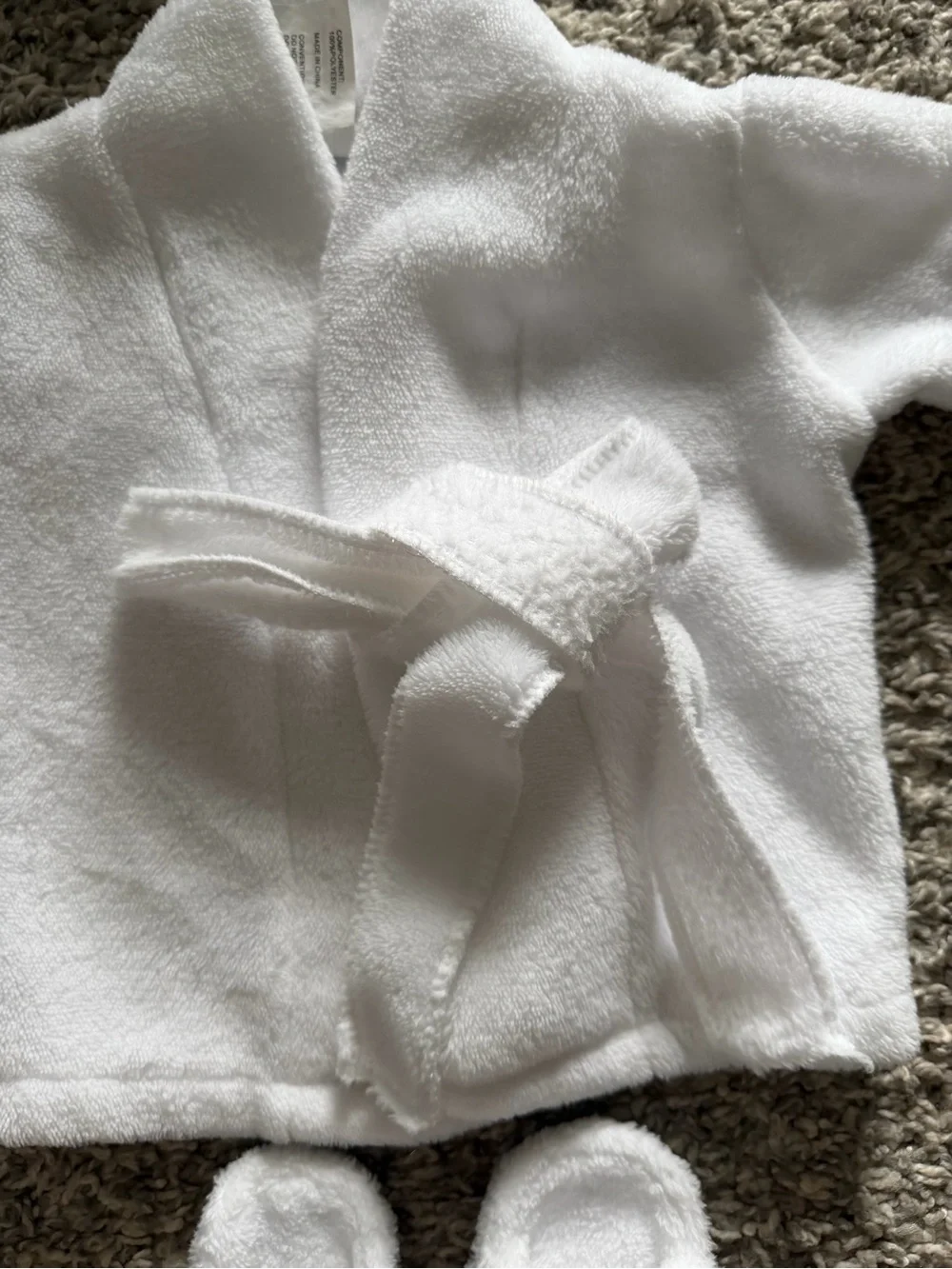 Plush White Baby Kimono Set with Booties